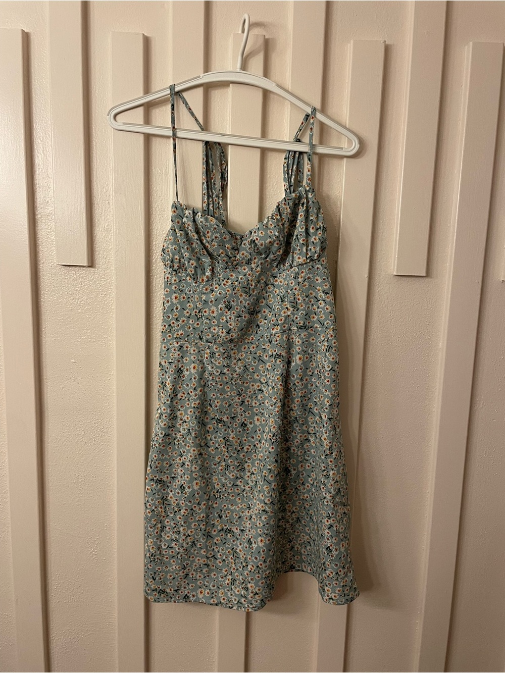 SHEIN Sage Green Floral Spaghetti-Strap Mini Dress